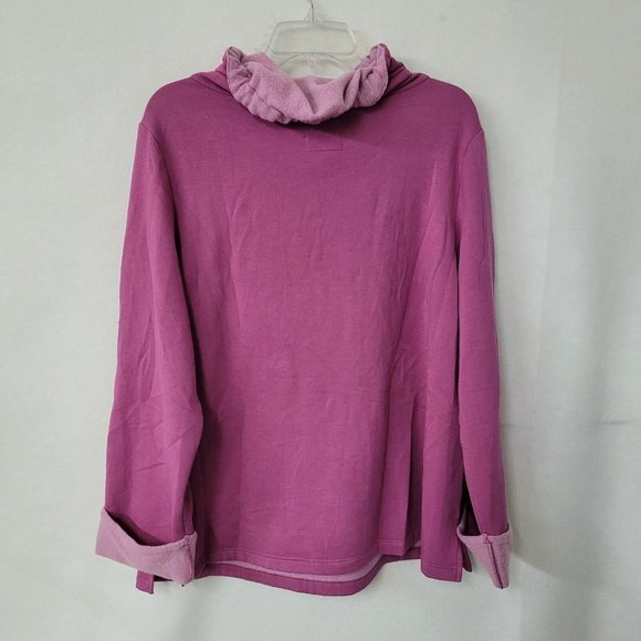 Pajamagram Sweatshirt Women M Pink Fleece Funnel Neck Long Sleeve Pullover - Picture 6 of 13